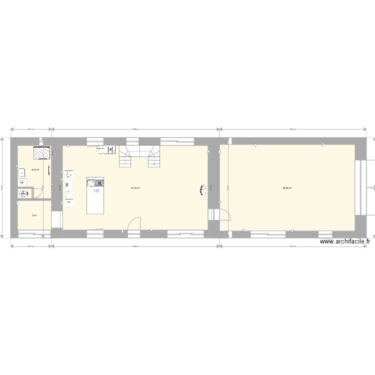 Kerdreven plans intérieurs RDC. Plan de 5 pièces et 134 m2