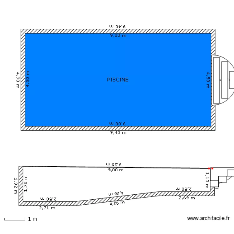 PLAN ET COUPE PISCINE Echelle 1/100. Plan de PLAN ET COUPE PISCINE Echelle 1/100. Plan de