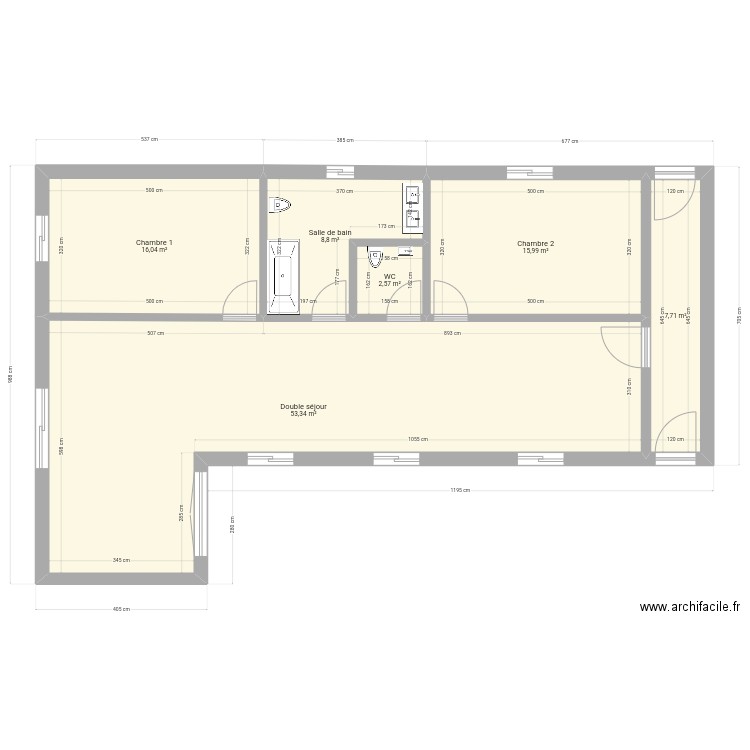 Roxanne bis. Plan de 6 pièces et 104 m2