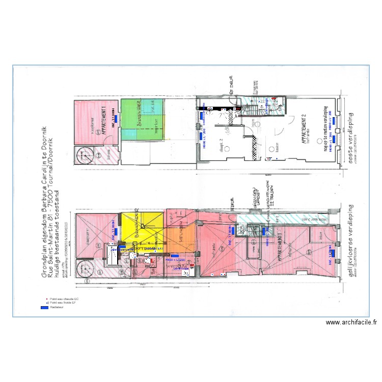 CARDIJN  Plan plomberie RDC et R1. Plan de 0 pièce et 0 m2