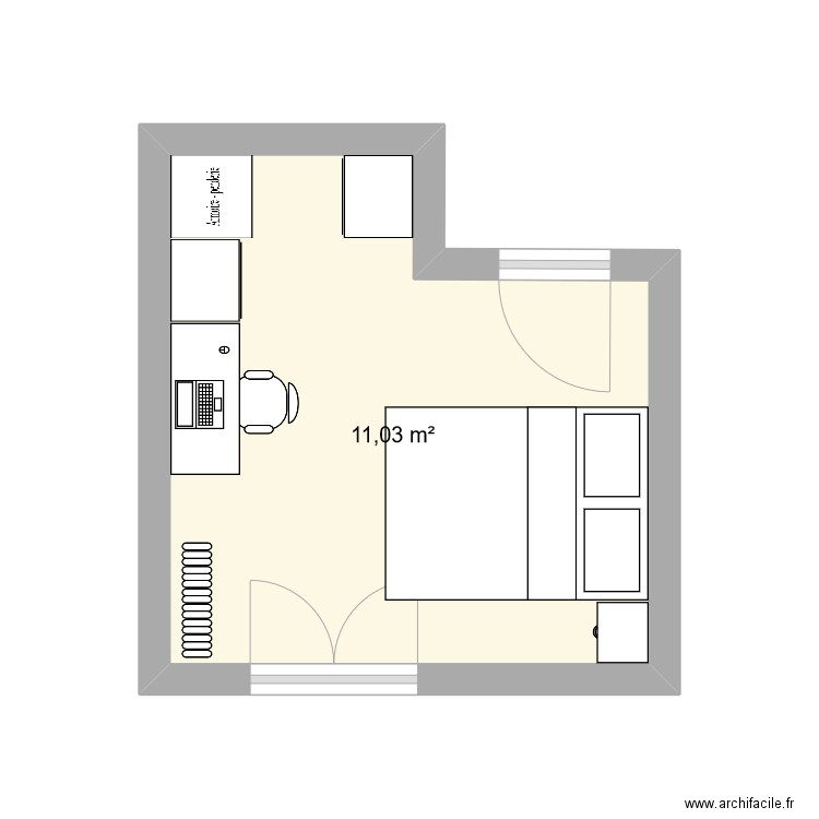 chambre clem. Plan de 1 pièce et 11 m2