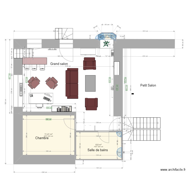 studio TER 1. Plan de 3 pièces et 19 m2