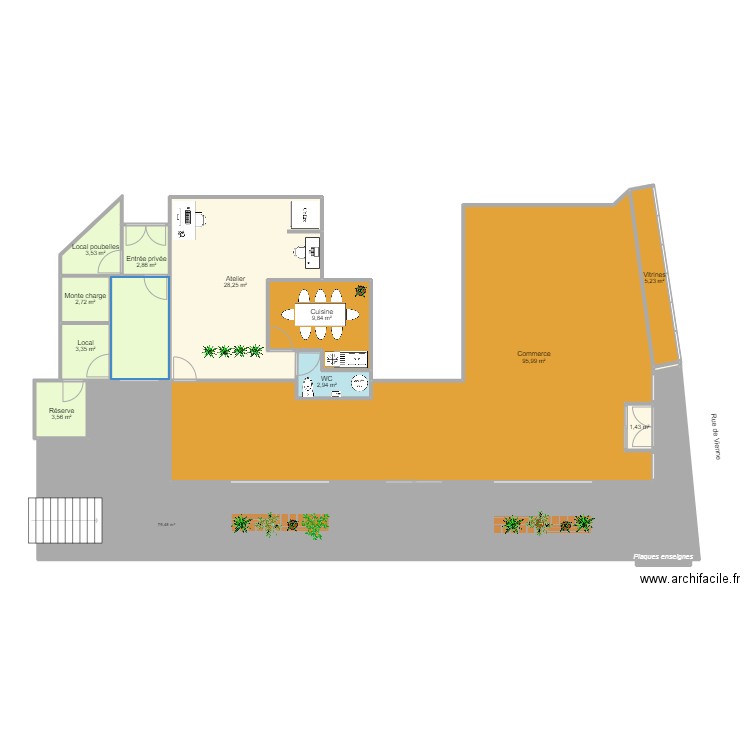 PLAN REZ DE CHAUSSEE. Plan de 14 pièces et 247 m2