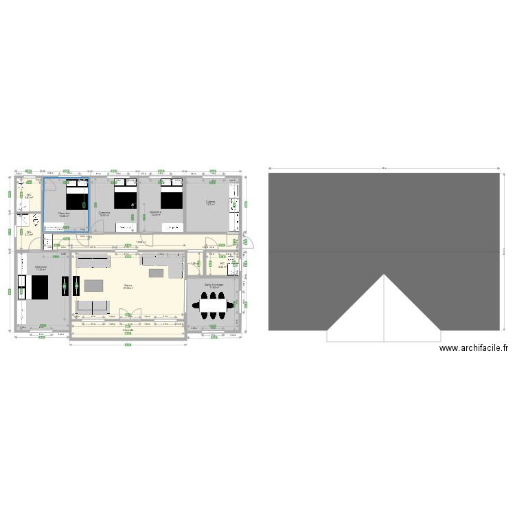 plan 4 chambres 2. Plan de 0 pièce et 0 m2