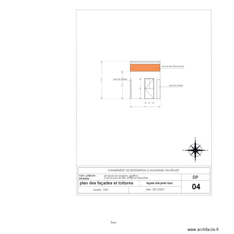 plan de façade  arrière   futur Geoffroy. Plan de 0 pièce et 0 m2