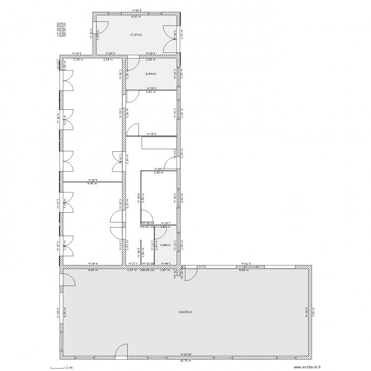 chambre agrandie. Plan de 0 pièce et 0 m2