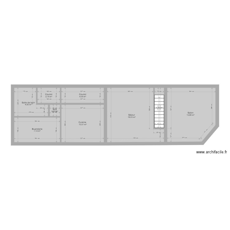 Rez De Chaussée 1. Plan de 9 pièces et 64 m2