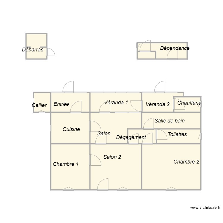 Croquis CAVALIE. Plan de 16 pièces et 32 m2