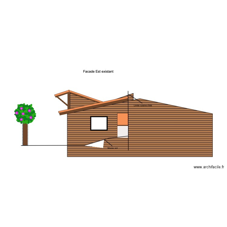 Plan de facade Est projeté. Plan de 0 pièce et 0 m2