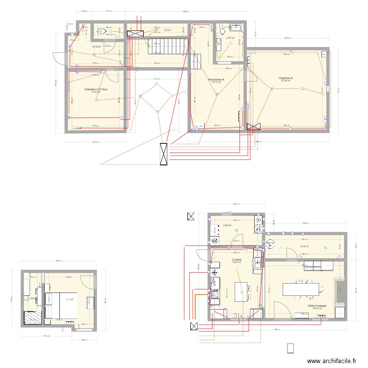 prunay électricité. Plan de 13 pièces et 152 m2