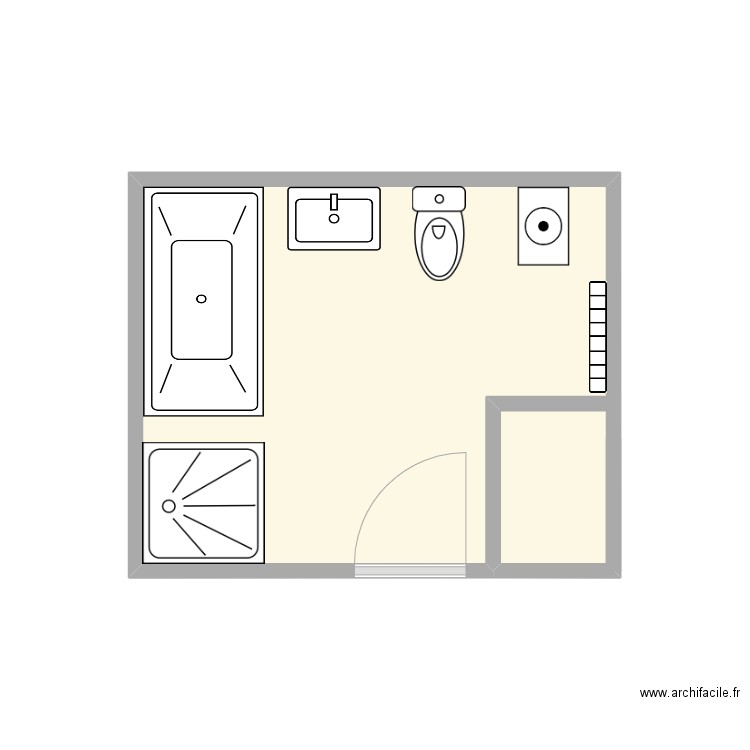 Marilleau SDB existante. Plan de 1 pièce et 9 m2