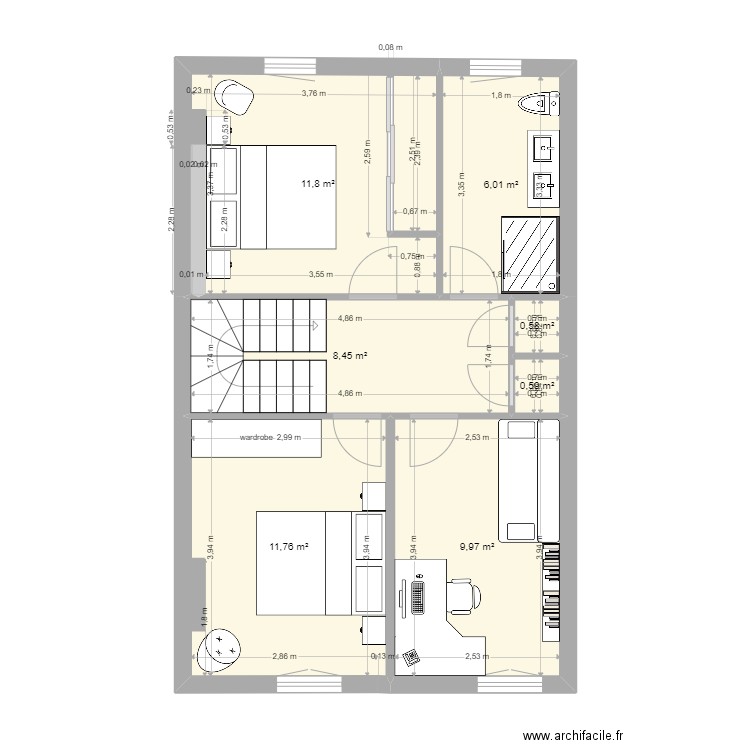 48 verdun v4. Plan de 25 pièces et 163 m2