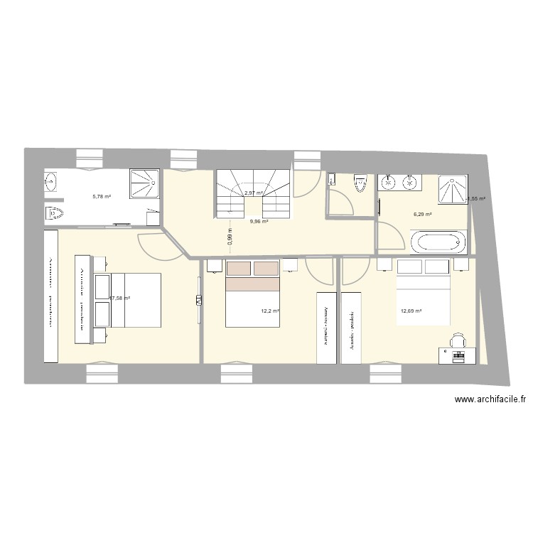 Maison Pauline sept 2024 V25. Plan de 8 pièces et 68 m2