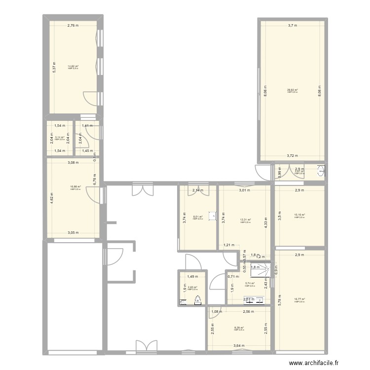 Compère Guilleri JJ8. Plan de 12 pièces et 133 m2