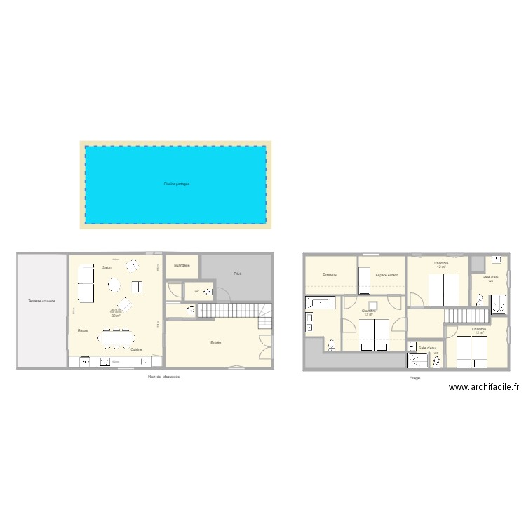 87G8186. Plan de 19 pièces et 169 m2