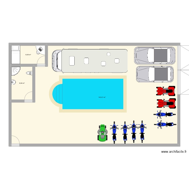 garage life. Plan de 3 pièces et 156 m2