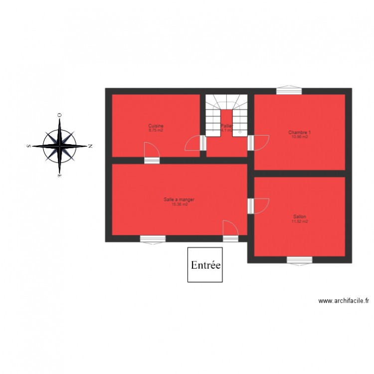 Raphaël. Plan de 5 pièces et 51 m2