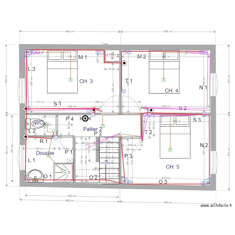 maison partagé modif trémie et électricité. Plan de 0 pièce et 0 m2