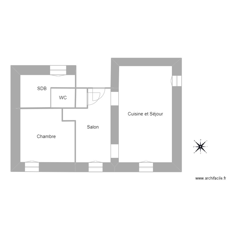 trapani. Plan de 6 pièces et 53 m2