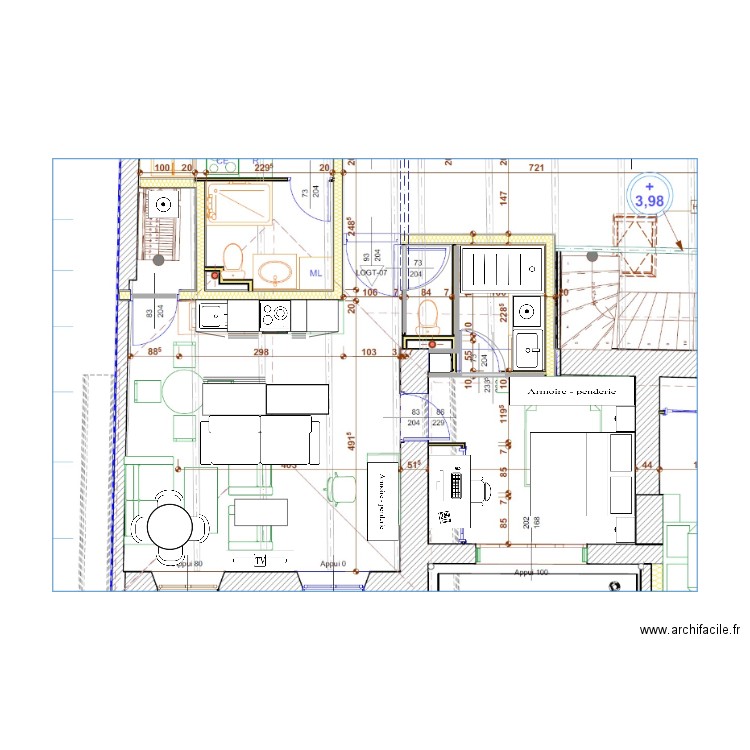 ETAGE T2 SUD OUEST. Plan de 0 pièce et 0 m2