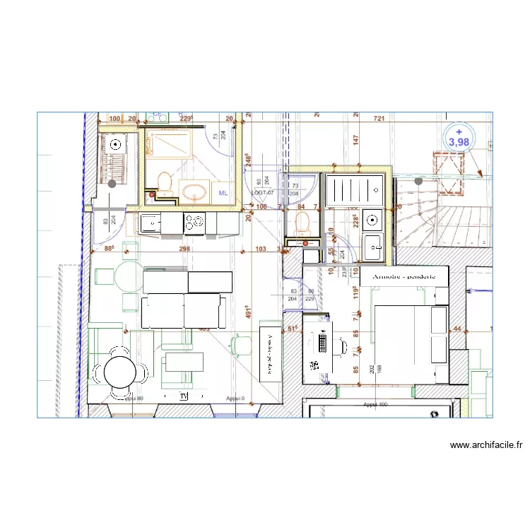 ETAGE T2 SUD OUEST. Plan de 
