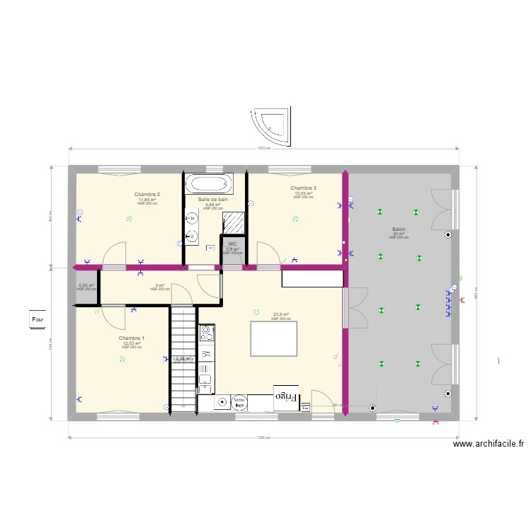 CASTRES 1ER ETAGE. Plan de 10 pièces et 104 m2