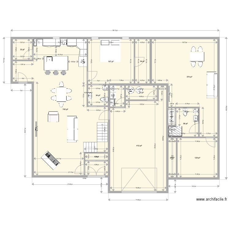 Maison1. Plan de 13 pièces et 194 m2