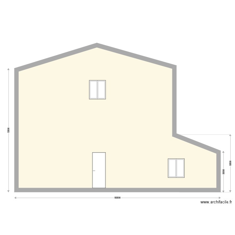 facade est b. Plan de 1 pièce et 80 m2