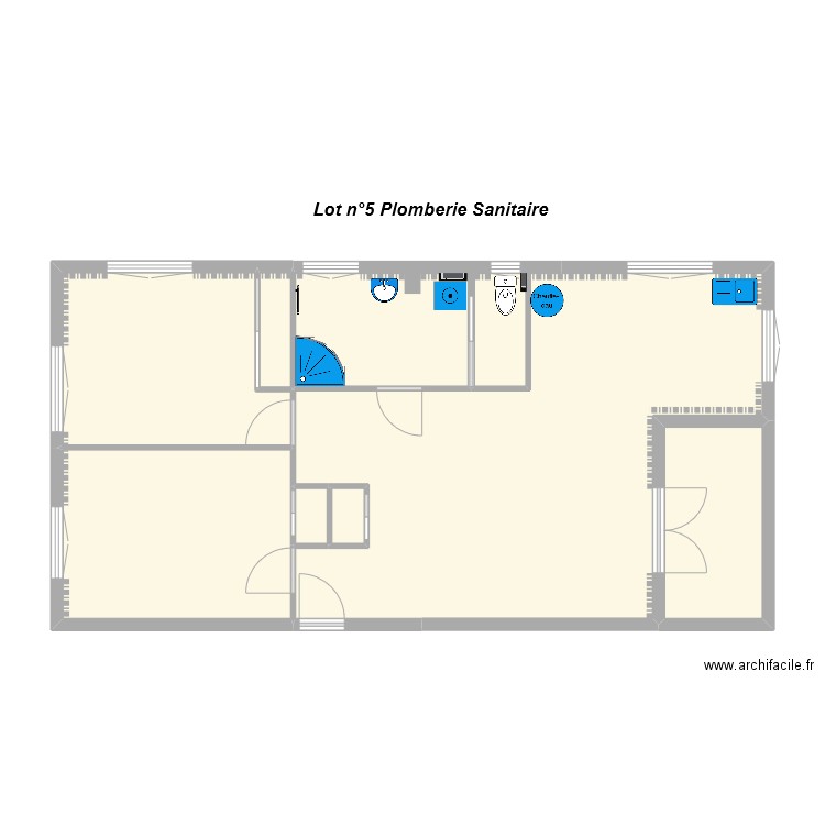 LGT Lot n°5 Plomberie Sanitaire. Plan de 7 pièces et 73 m2