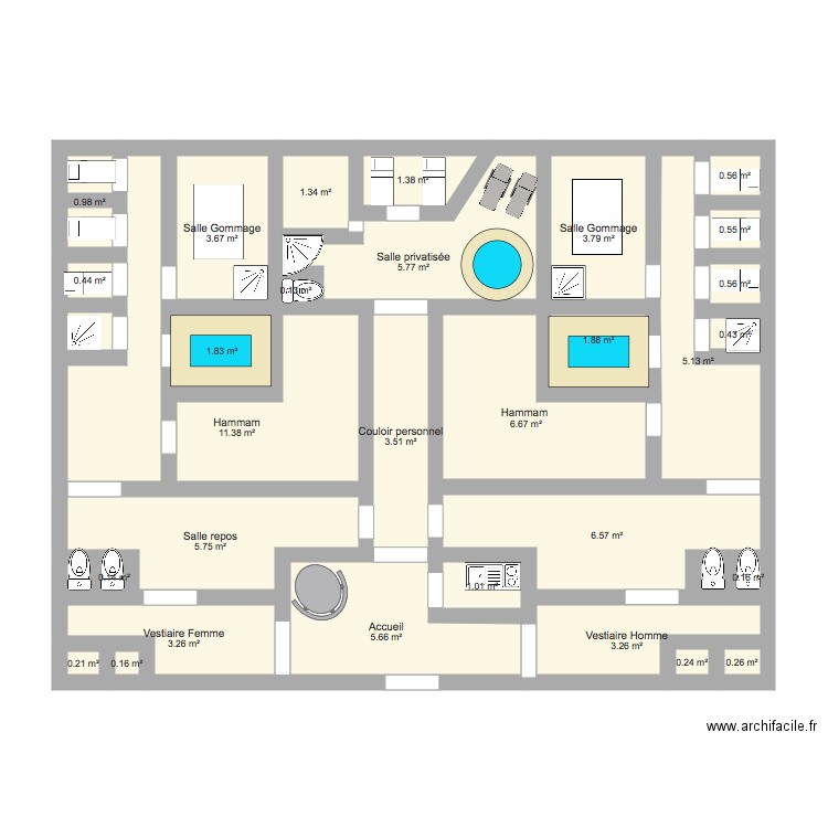 hammam. Plan de 0 pièce et 0 m2