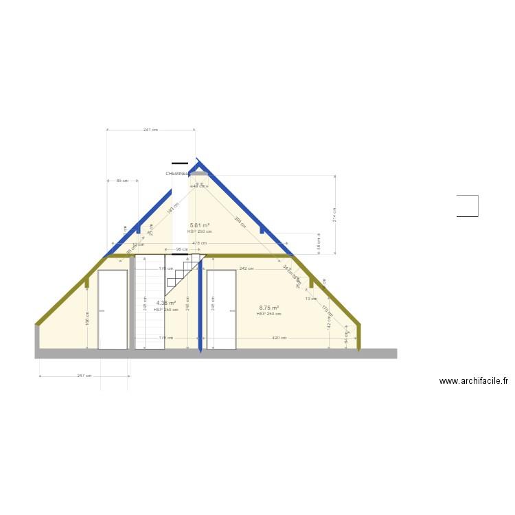 COUPE ETAGE escalier V6. Plan de 0 pièce et 0 m2