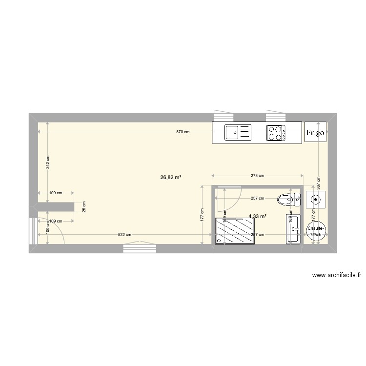 MORGAN. Plan de 2 pièces et 31 m2