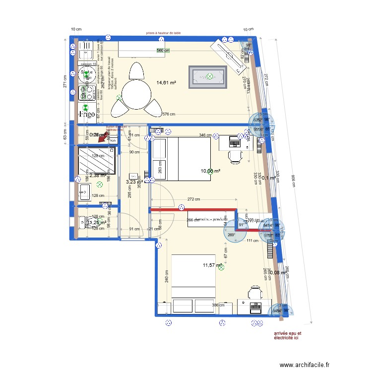 appartement rte Lodève V83. Plan de 9 pièces et 44 m2