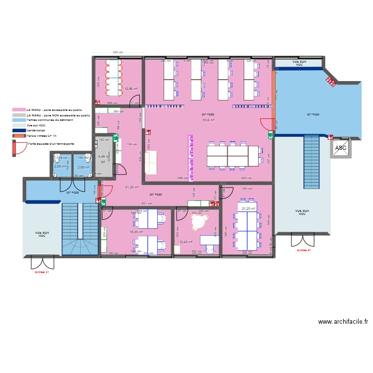 LA MANU 1er ETAGE APRES TRAVAUX. Plan de 16 pièces et 293 m2