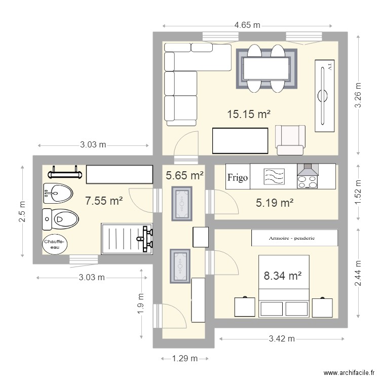 Appartement Studio 5eme. Plan de 0 pièce et 0 m2