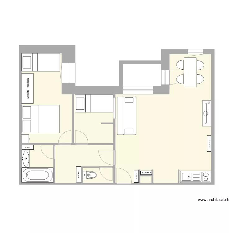 Appartement La Plagne 1800  Epervi&egrave;re  B&acirc;timent 6  Appt 623. Plan de 