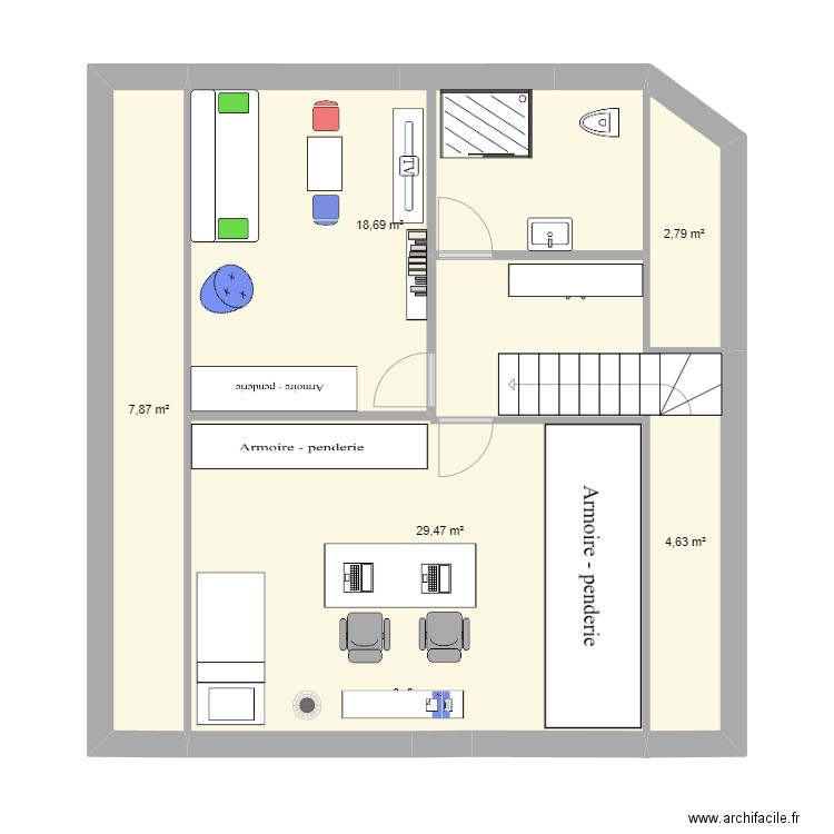 cocatrix COMBLES. Plan de 8 pièces et 64 m2