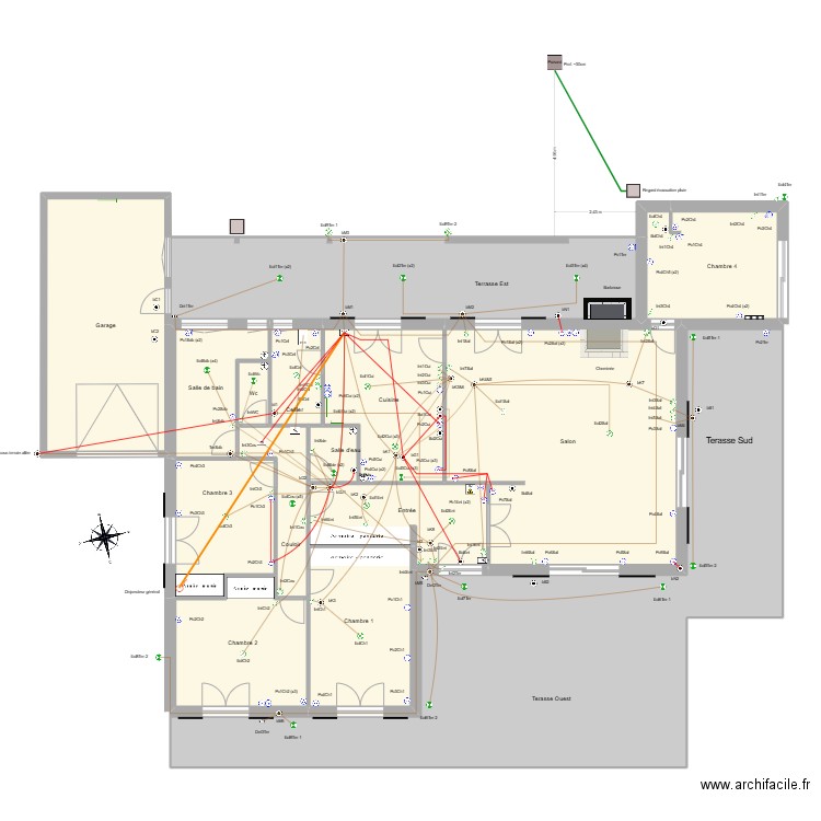 Maison. Plan de 15 pièces et 283 m2