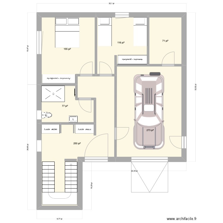 plan RDC. Plan de 6 pièces et 87 m2