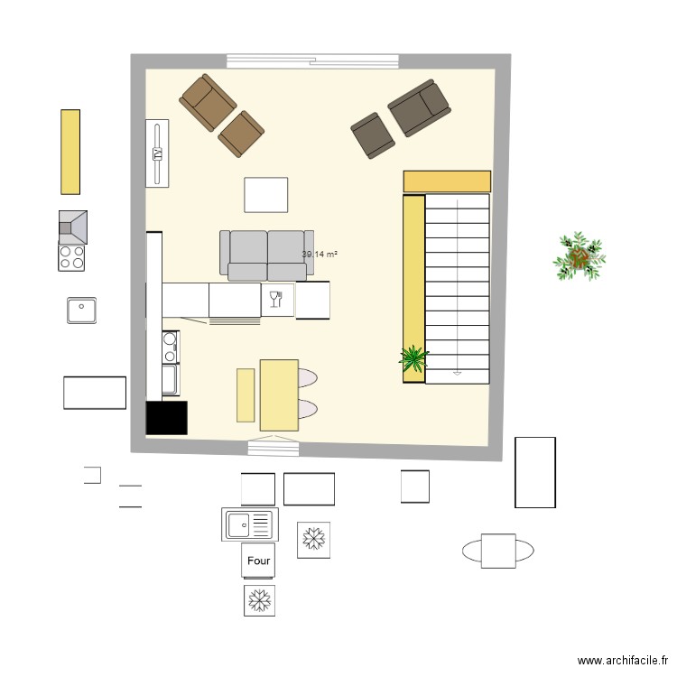 Grrr cuisine 2023 - 01. Plan de 1 pièce et 39 m2