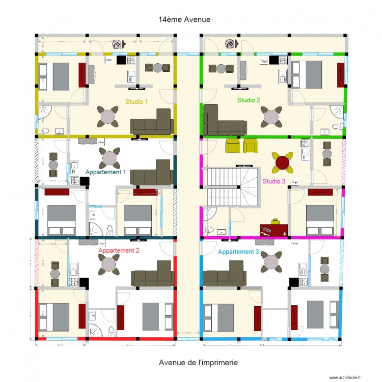 Nyakabiga etages. Plan de 24 pièces et 218 m2