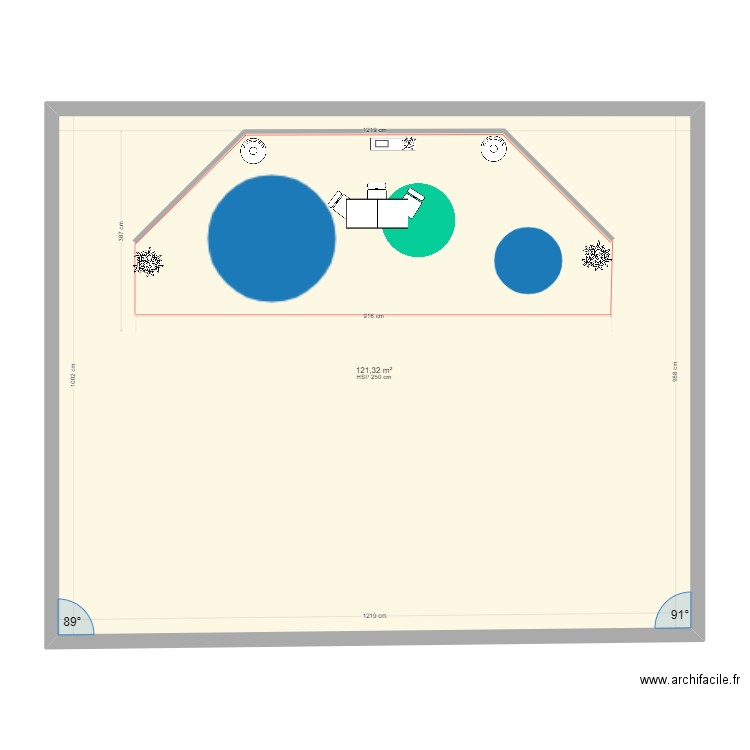 Banque Pop  1ere partie. Plan de 1 pièce et 121 m2