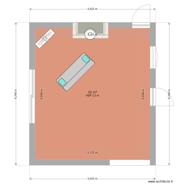 HELENE. Plan de 1 pièce et 30 m2