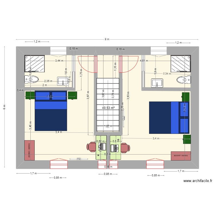 amenaagement 1er etage textension. Plan de 1 pièce et 41 m2