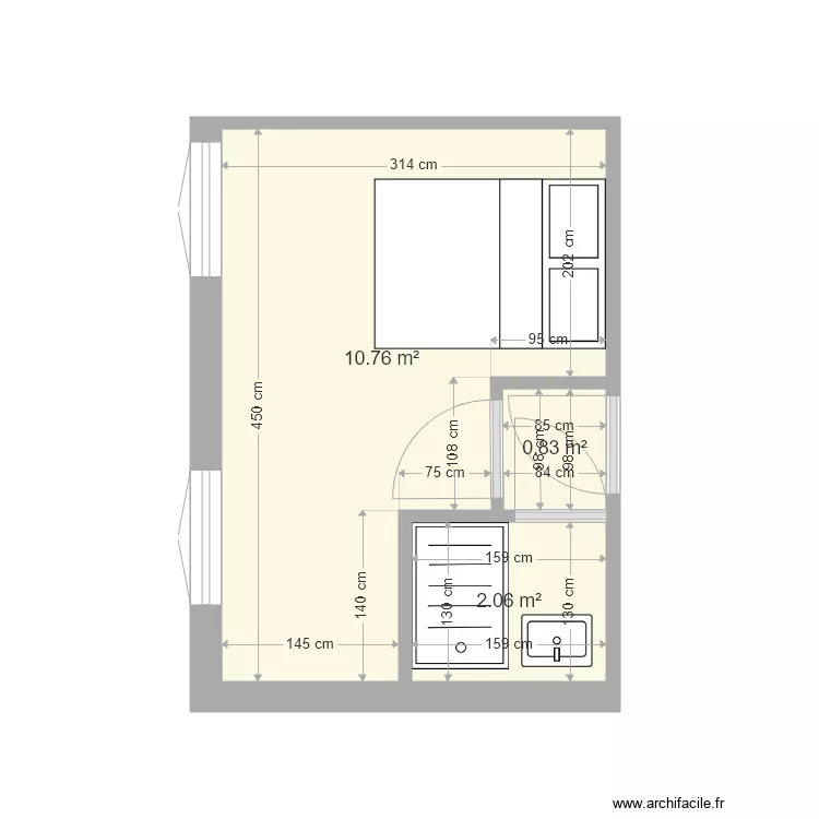 chambre douche M. Dormoy. Plan de chambre douche M. Dormoy. Plan de