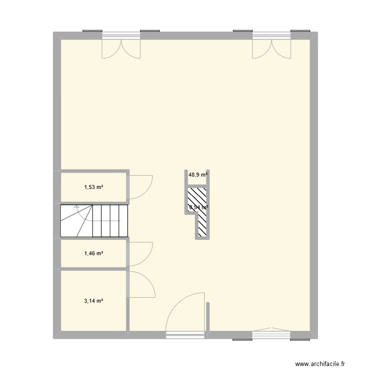 Maison1. Plan de 5 pièces et 56 m2