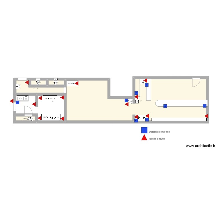 Diestsstraat. Plan de 5 pièces et 60 m2