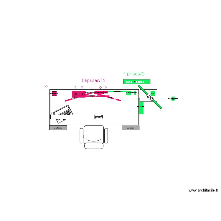 branchements electrique bureau 2022. Plan de 0 pièce et 0 m2