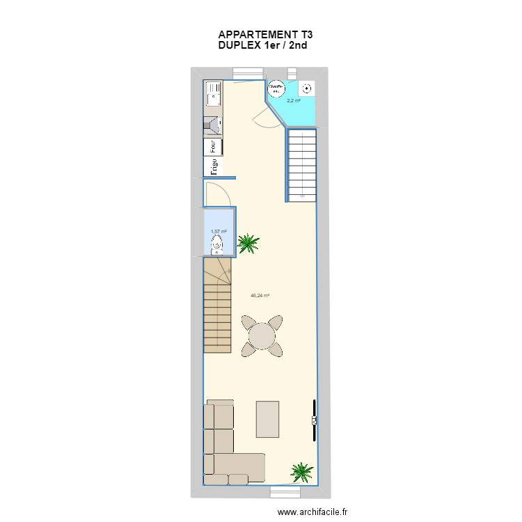 appart Saulce T3 ETAGE 1. Plan de 0 pièce et 0 m2