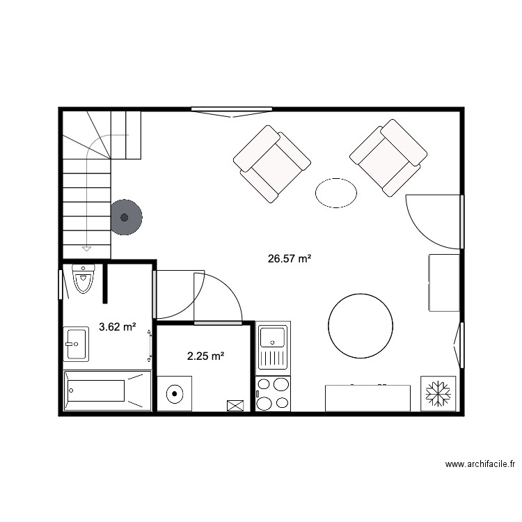RDC Chalet 33 m2. Plan de 0 pièce et 0 m2